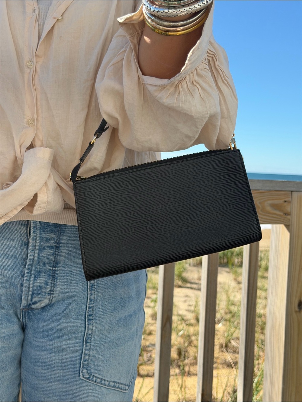 Louis Vuitton Vintage Black Epi Pochette Accessoires Shoulder Bag